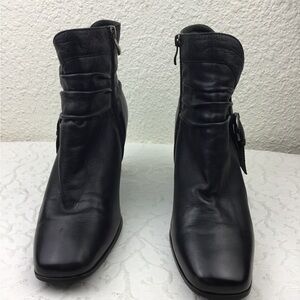 Fitzwell Leather Shoes Women's Comfortable Black Ankle Boot Size 11